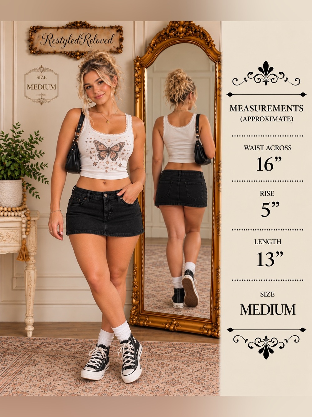 Hidden Los Angeles Peyton High Rise Black Mini Skirt | Size Medium & Large